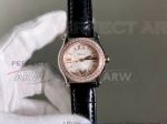 Perfect Replica Chopard Happy Sport Rose Gold Diamond Bezel Black Leather 30mm Women's Watch